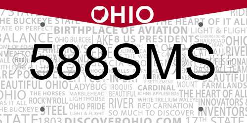 588SMS Ohio License Plate