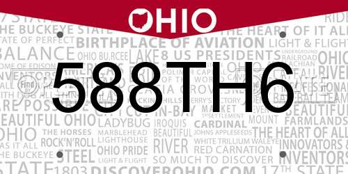588TH6 Ohio License Plate