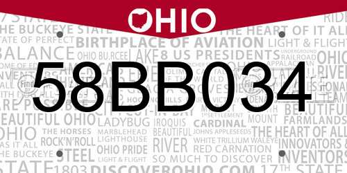 58BB034 Ohio License Plate