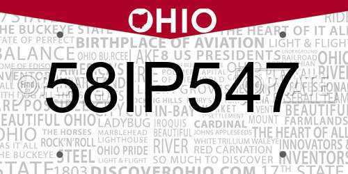 58IP547 Ohio License Plate