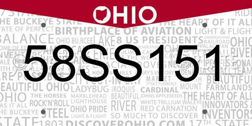 58SS151 Ohio License Plate