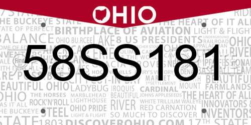 58SS181 Ohio License Plate