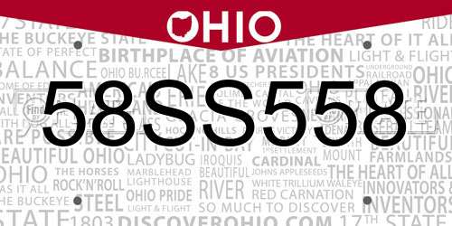58SS558 Ohio License Plate