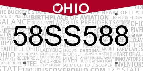 58SS588 Ohio License Plate