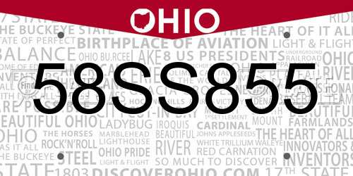 58SS855 Ohio License Plate