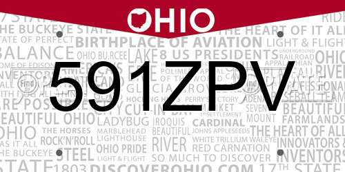 591ZPV Ohio License Plate