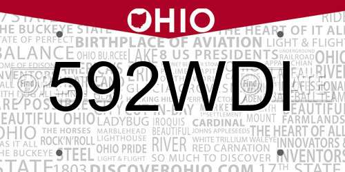 592WDI Ohio License Plate