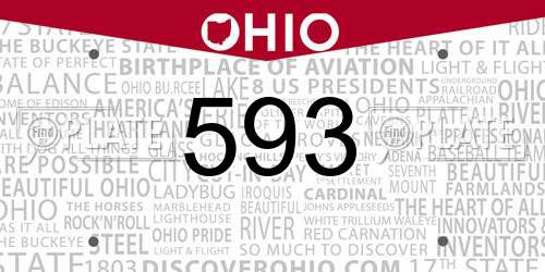 593 Ohio License Plate