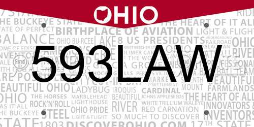 593LAW Ohio License Plate