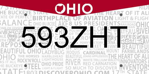 593ZHT Ohio License Plate