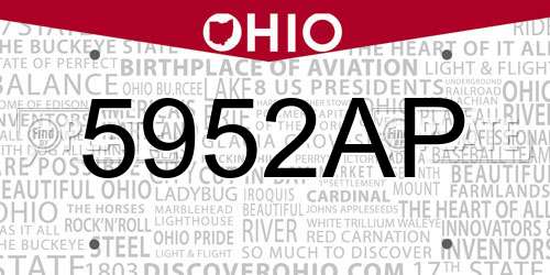 5952AP Ohio License Plate