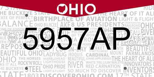 5957AP Ohio License Plate
