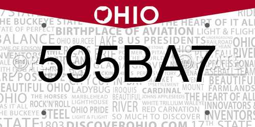595BA7 Ohio License Plate