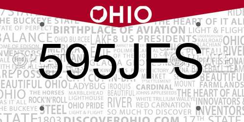 595JFS Ohio License Plate