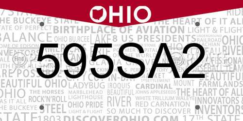 595SA2 Ohio License Plate