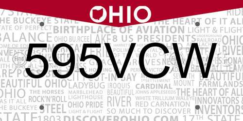 595VCW Ohio License Plate