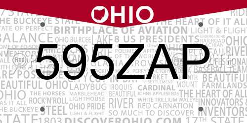 595ZAP Ohio License Plate