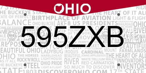 595ZXB Ohio License Plate