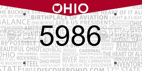 5986 Ohio License Plate