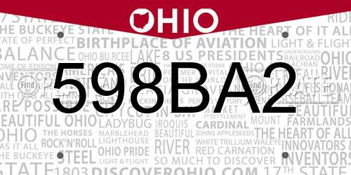 598BA2 Ohio License Plate
