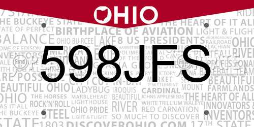 598JFS Ohio License Plate