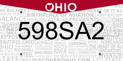 598SA2 Ohio License Plate