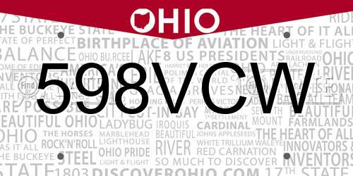 598VCW Ohio License Plate