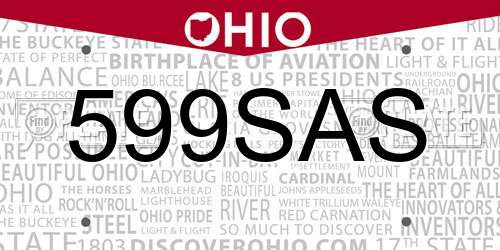 599SAS Ohio License Plate