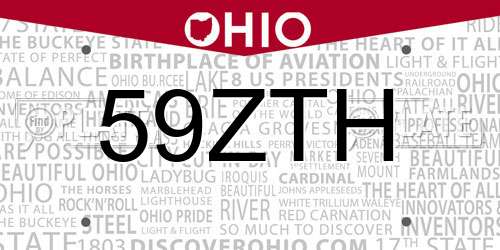 59ZTH Ohio License Plate
