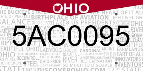 5AC0095 Ohio License Plate