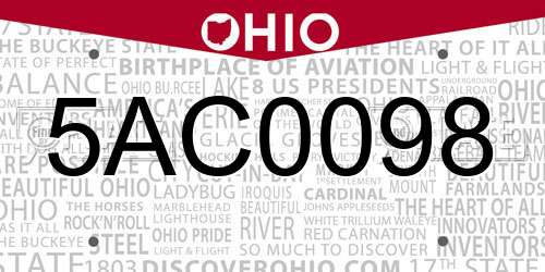 5AC0098 Ohio License Plate