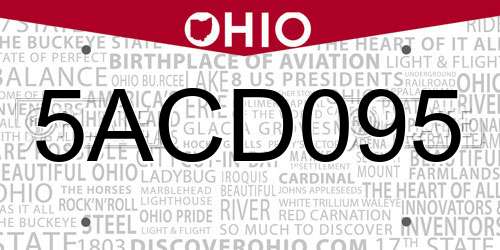 5ACD095 Ohio License Plate