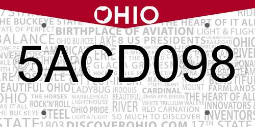 5ACD098 Ohio License Plate