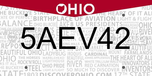 5AEV42 Ohio License Plate