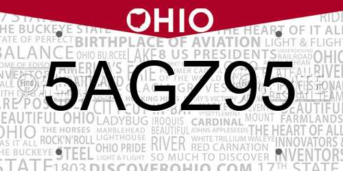 5AGZ95 Ohio License Plate
