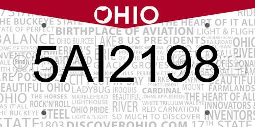 5AI2198 Ohio License Plate