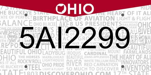 5AI2299 Ohio License Plate