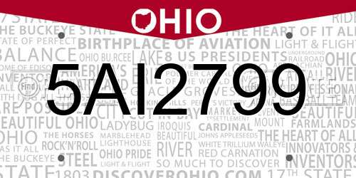 5AI2799 Ohio License Plate