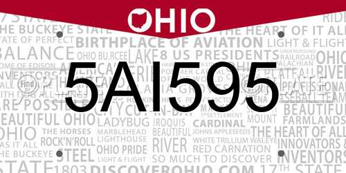 5AI595 Ohio License Plate