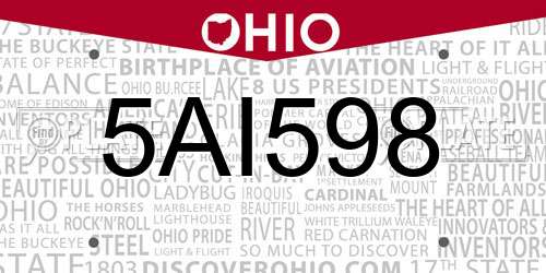 5AI598 Ohio License Plate