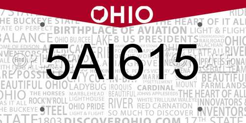 5AI615 Ohio License Plate