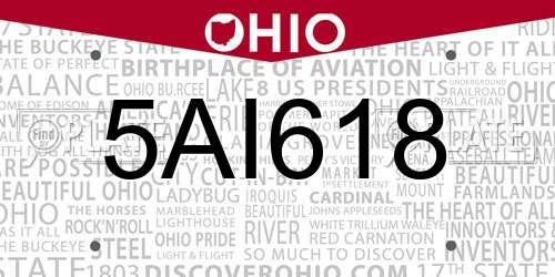 5AI618 Ohio License Plate