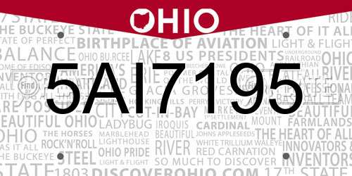 5AI7195 Ohio License Plate