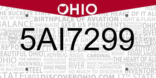 5AI7299 Ohio License Plate