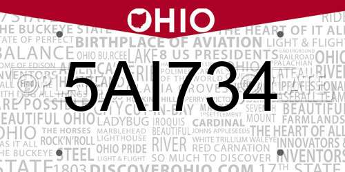 5AI734 Ohio License Plate