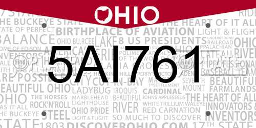 5AI761 Ohio License Plate