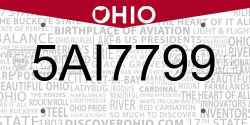 5AI7799 Ohio License Plate