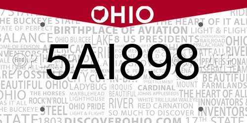 5AI898 Ohio License Plate