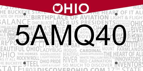 5AMQ40 Ohio License Plate