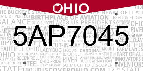 5AP7045 Ohio License Plate